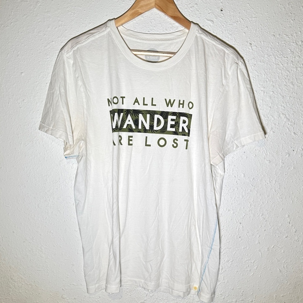 Life Is Good “Not All Who Wander Are Lost” Slim Fit Short Sleeve Top Sz L Men